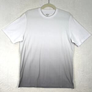 MDRNST Shirt Mens Medium White Gray Ombre Gradient Dip Dye Basic Modal Cotton **